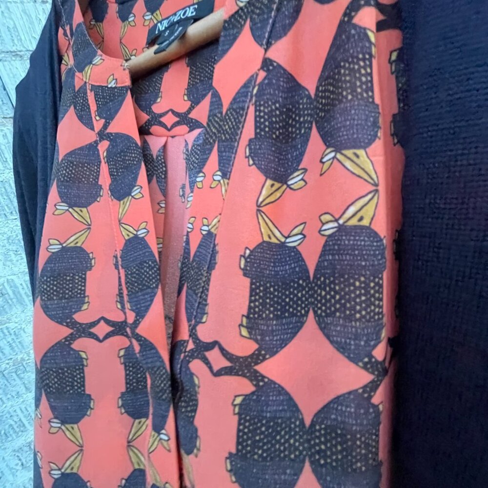 Women's Size Small NIC+ZOE Sleeveless Orange/Black Armadillo Top